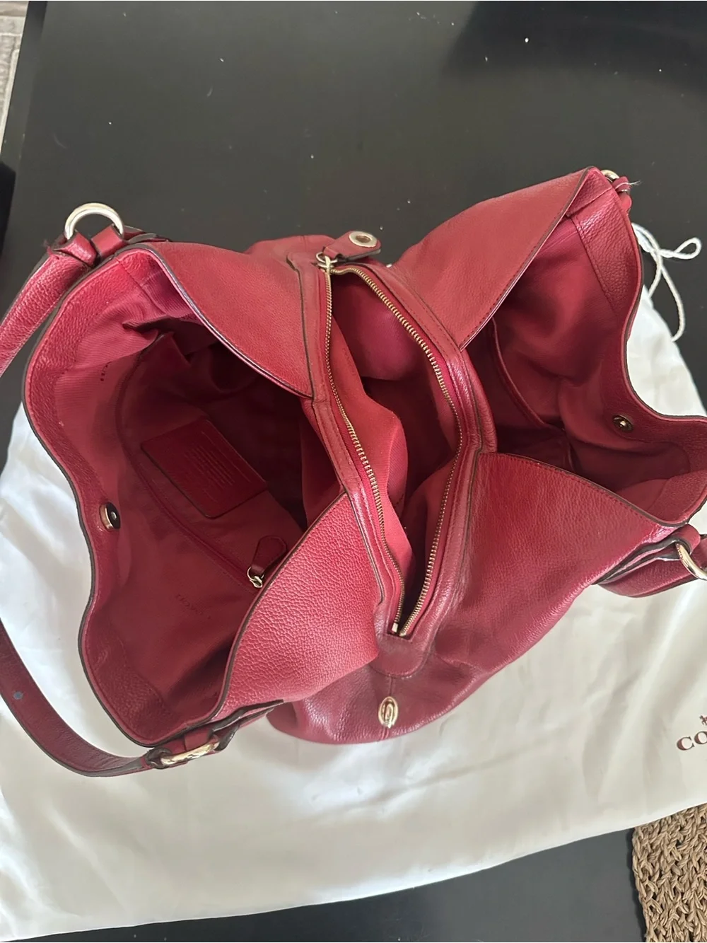 Coach Edie 33547 Red Pebbled Leather Shoulder Bag